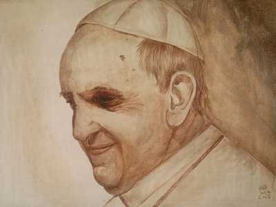 Papa di-vino, opera della pittrice capursese Michelle Consalvo 
